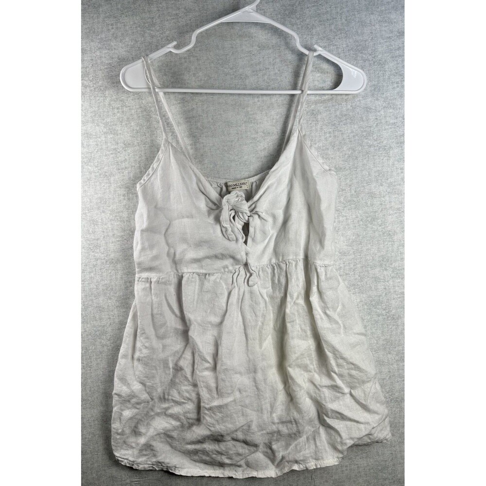Terzo Millennio White Linen Sleeveless Babydoll Top Size Large Swing Cami
